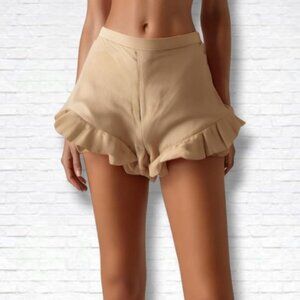 AEL Studio Amy Enjoy Life Light Pink Silk Ruffle Hem Shorts Size M